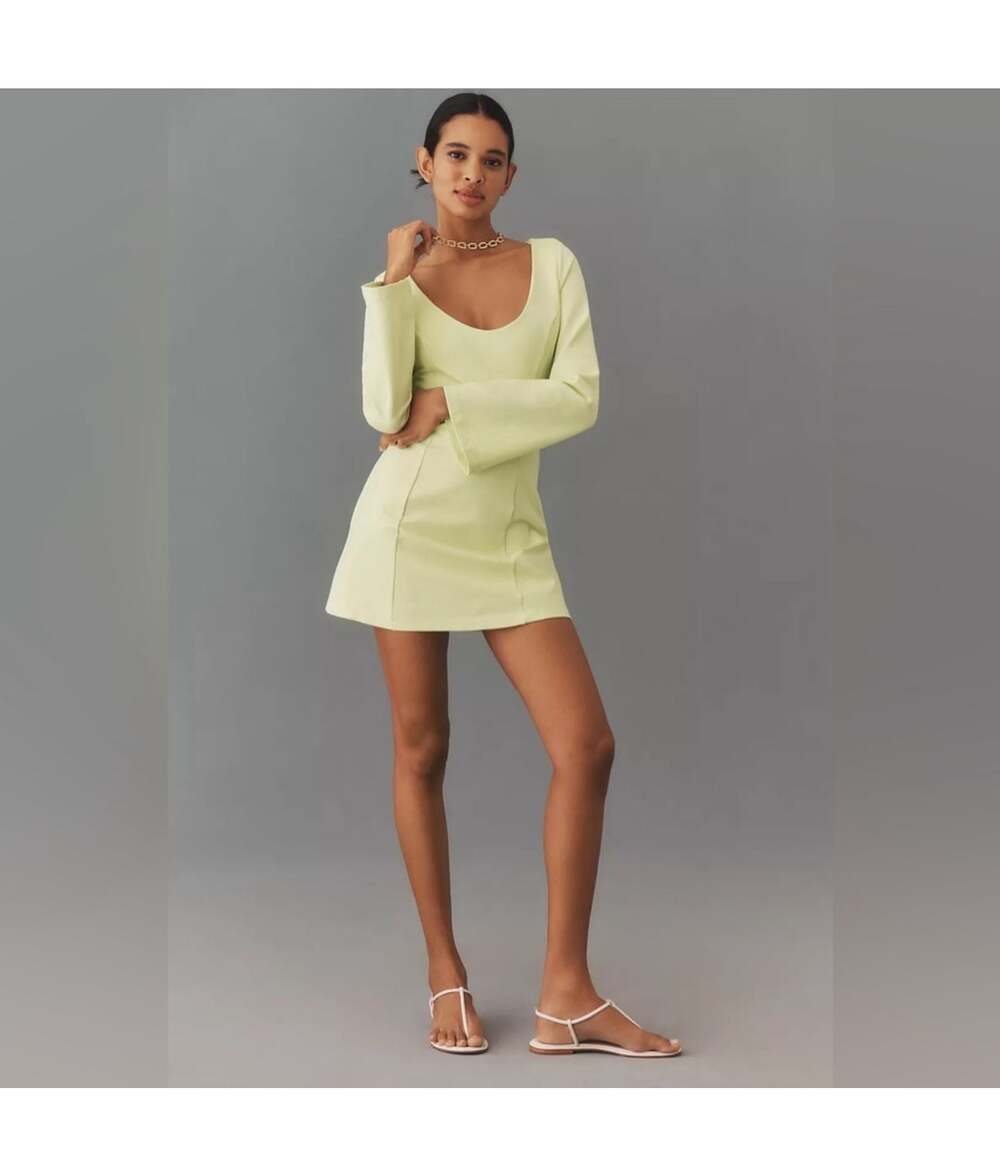 Maeve by Anthropologie Long Sleeve Scoop Neck Mini Dress